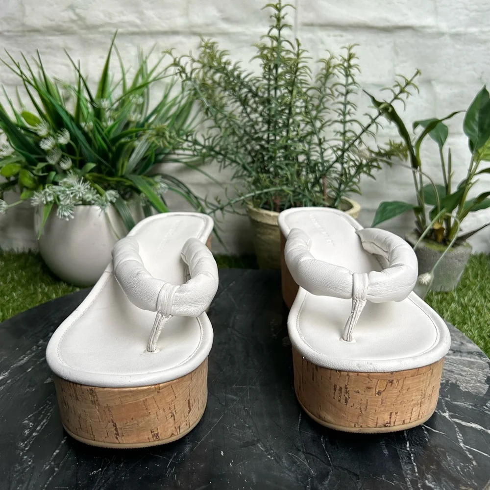 Veronica Beard Geno Cork Wedge Sandals white size 9.5 M